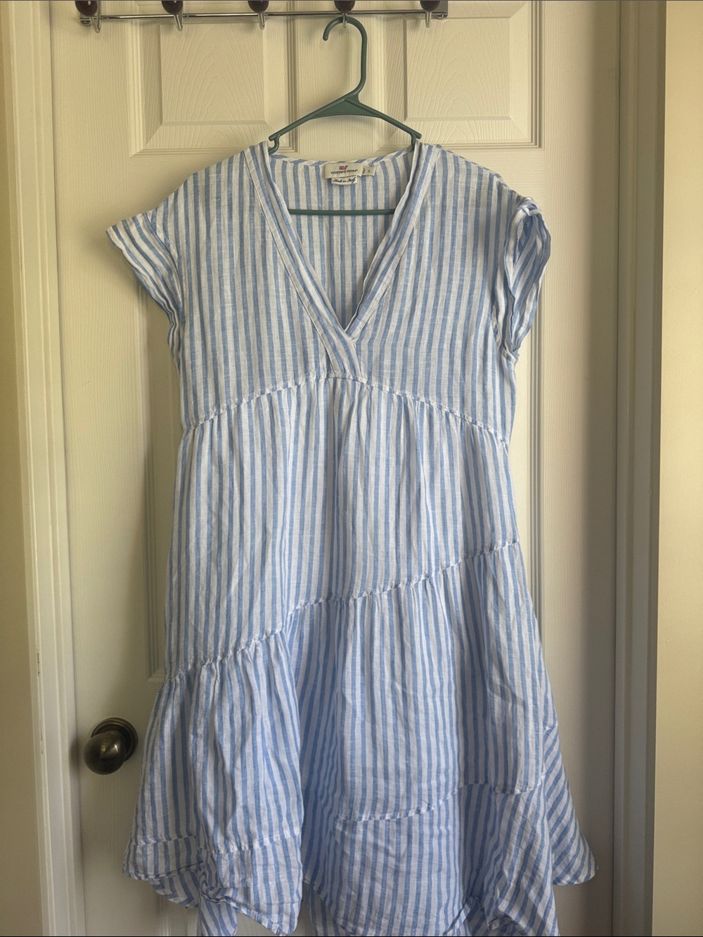 Vineyard Vines Light Blue & White Striped V‑Neck Dress